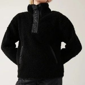 HOST PICK! Athleta 1x Cozy Sherpa Snap Sweatshirt in black, NWT